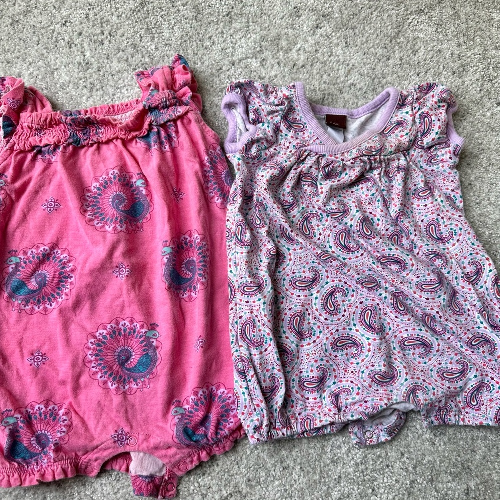 Tea Collection Pink and Purple Baby Rompers
